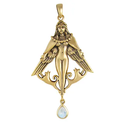 Bronze Freya Pendant With Moonstone By Dryad Design Asatru Norse Goddess Of Love • $39.99