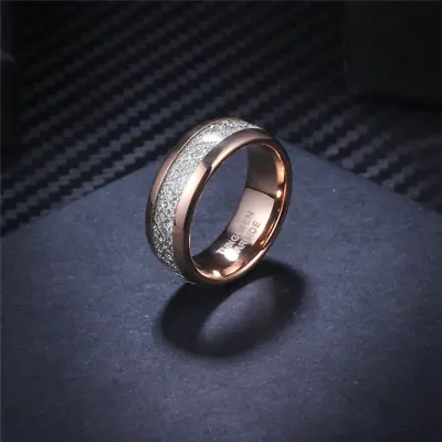 Rose Gold Meteorite Inlay Ring Size 5-17 • $12.04