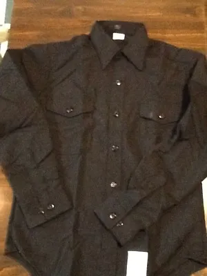 *shirt Mans Poly/woolblack Military Size 14 1/2 35 Navy • $19.95