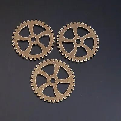 15 Metal Antique Bronze Steampunk Cogs And Gears Charm Pendant 31mm TSC97 • £3.29