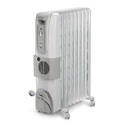 DELONGHI KH770925V 9 Fin Oil Filled Radiator Room Heater With Fan (White 2500W) • $1079.42