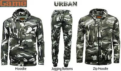 Mens GAME Army Camo Camouflage Fleece Tracksuit | Hoodie | Zipper | Joggers • £14.95