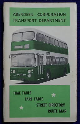 Aberdeen Corporation Transport Bus Timetable Fares Street Route Map 1967/8 • £35