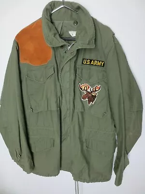 US Army M-65 First Pattern Field Jacket Reg Medium Sateen Hood Conmar Zipper Vtg • $324