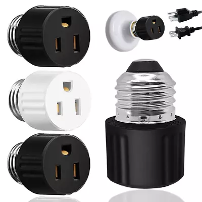 E26 / E27 Light Socket To Plug Adapter 3 Packs 3 Prong Light Bulb Outlet Adapter • $10.06