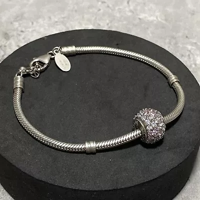 THE CHARM COMPANY Sterling Silver Bracelet With Sparkly Bead Stack Pretty Retro • £19.99