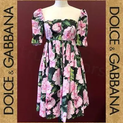 Dolce&Gabbana Rose Print Dress Pink Multicolor Women's Size 36 Made In Japan • $310