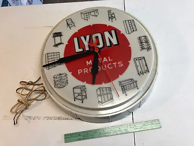 Vintage NPI Neon Products Inc. Advertising Clock Lyon Metal Products Pam Type • $100