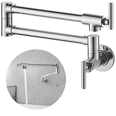 VEVOR Pot Filler Faucet Wall Mount Kitchen Pot Filler Solid Brass With 2 Handles • $42.99