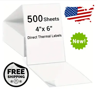 500 4x6 Fanfold Direct Thermal Direct Shipping Labels For Zebra & Rollo Printers • $11.95