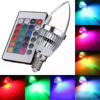 Nw E14 3W RGB 16Color Changing Dimmable LED Candle LightLamp Bulb W/Controller • £4.27