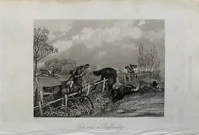 1842 Antique Print; Got Into A Difficulty. Hunting By H. Alken • £7.99