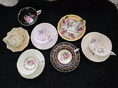 Paragon Teacup Lot Vintage 6 Sets Gold Roses + Single Teacup Paragon England • $50