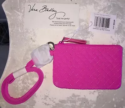 VERA BRADLEY Iconic ROSE PETAL ZIP ID Lanyard MICROFIBER Badge Holder NWT RARE • $24.95