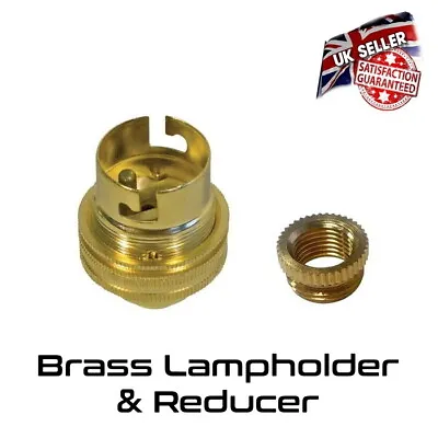 £6.50 • Buy Brass Lamp Holder UN Switched 1/2  - Bayonet BC Bulb Holder & 10mm Reducer *UK*