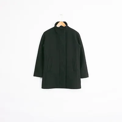 J Crew Wool Coat Womens Sz 6 Petite - Black Peacoat Classic Mid Length Zip Up • $39.99