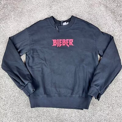 Justin Bieber Purpose Tour Black Crew Neck Pullover Sweatshirt Sz S H&M Womens • $12.74