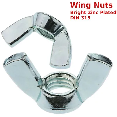 M3 M4 M5 M6 M8 Wing Butterfly Nuts Fit Bolts Screws Metric Din 315 Bzp Wingnuts • £2.59