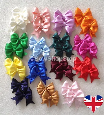 Pair Of Satin Ribbon Hair Bow Small Alligator Clips Bridesmaid School 🇬🇧 • £2.50