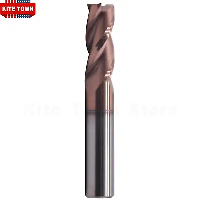 3/8  3 Flute Carbide End Mill 37° Helix For Aluminum - Square End - ZRN Coated • $17.99