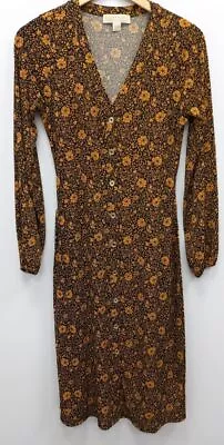 Michael Kors Women's Brown/Orange Size Small Floral Printed Dress • $24.99