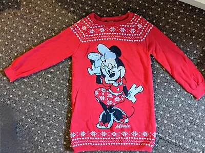 Minnie Mouse Long Christmas Jumper With Cropped Length Sleeves. Age 6-7 • £2.99