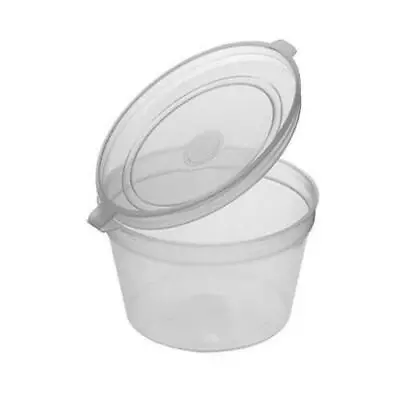 Disposable Hinged Lid Containers Clear Storage Takeaway Dipping Sauce Cups Pots • £5.25