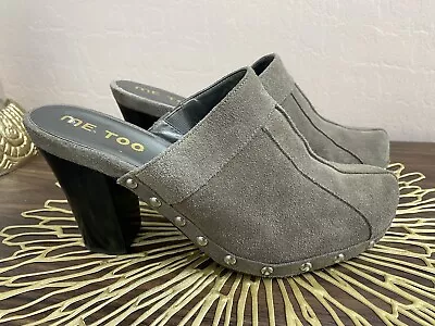 Me Too Suede Leather Size 9 M Women Slip On Studded Clog Shoe Heel Sandal Taupe • $19.99