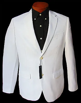 Men's PERRY ELLIS White Linen Cotton Jacket Blazer 38 REG 38R NWT NEW Amazing! • $87.65