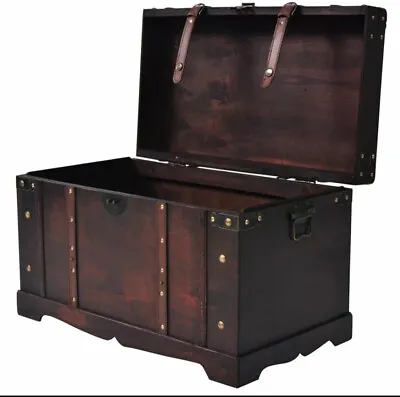Vintage Wooden Treasure Chest Storage Trunk Organizer Box Coffee Table Retro • $100