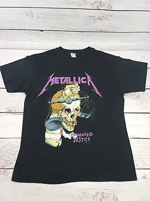 Vintage 1988 METALLICA DAMAGED JUSTICE METAL ROCK T-shirt XL/L Soft Rare • $299.99