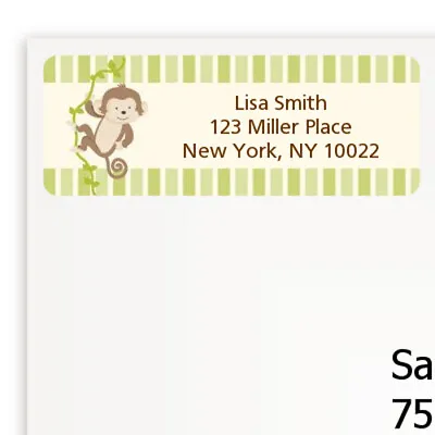 Monkey Neutral Shower Personalized Return Address Stickers 27 Label • $6