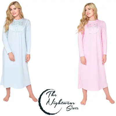 ⭐Womens Super Soft Jersey Nightdress Warm Long Sleeve Nightdress Winter Nightie⭐ • £18.99