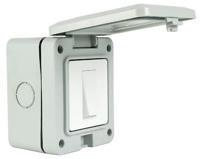 EXTERNAL OUTDOOR MAINS POWER LIGHT SWITCH IP55 230v Decking Patio Shed Garage • £8.79