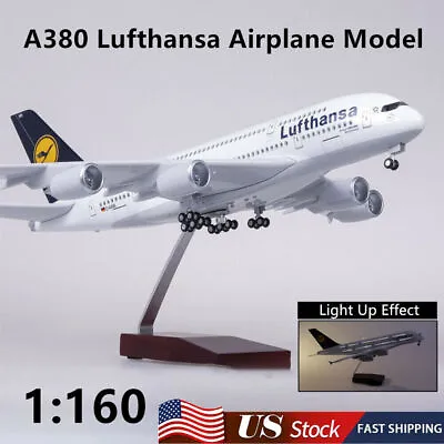 1/160 Resin Lufthansa Airplane A380 Aircraft Model LED Voice Light Collection US • $86.98