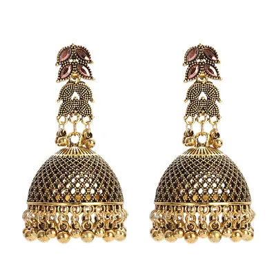 Bollywood Style Gold Exquisite Crystal Jhumka Earrings Indian Bohemian Jewellery • $8.24