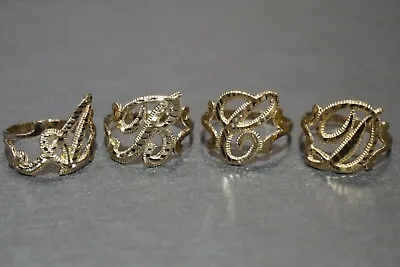 $155 • Buy 14K Solid Yellow Gold 0.5  Diamond Cut Initial Letter Band Ring. Size 6.5 