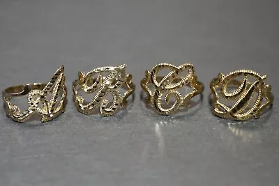 $155 • Buy 14K Solid Yellow Gold 0.5  Diamond Cut Initial Letter Band Ring. Size 6.5 
