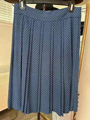 J.Crew Pleated Skirt With Pockets Size 4 Blue With White Polka Dots • $23.99