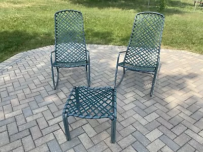 Brown Jordan Tamiami Woven Pair  Rocking Chair And Ottoman • $980