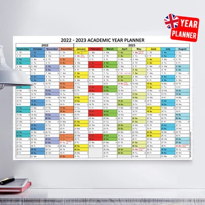 £4.49 • Buy 2022 - 2023 Academic Mid Year Student Wall Planner Holidays School A4 A3 A2 A1