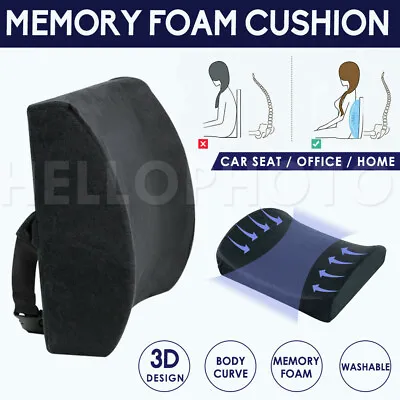 $20.96 • Buy Memory Foam Lumbar Back Pillow Support Back Cushion Home Office Car Seat Chair