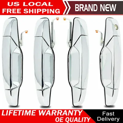 Set Of 4 Chrome Outer Outside Exterior Door Handles For 07-13 Chevy Pickup Truck • $38.26