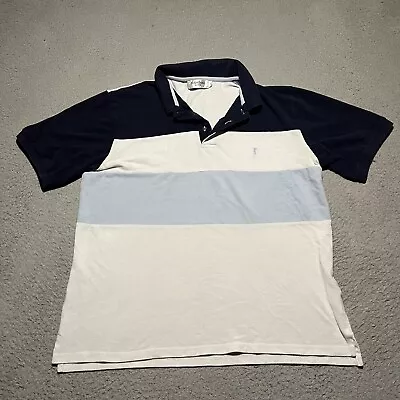 Vintage Yves Saint Laurent Polo Shirt Mens XL White Blue Logo Short Sleeve 90s • $29.99