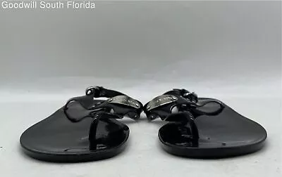 Michael Kors Womens Black Jelly Adjustable Buckle Strap Thong Sandals Size 8M • $17.99