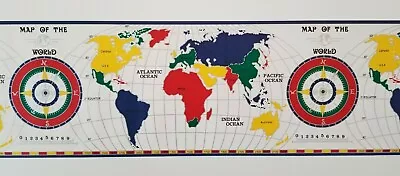 MAP OF THE WORLD  WALLPAPER BORDER By BREWSTER WALLCOVERING • $9.99