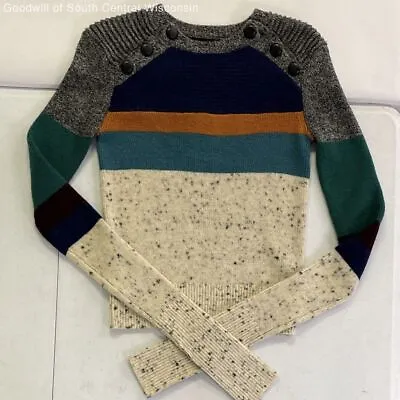 Wmns NWT Isabel Marant Colorblock Pullover Sweater With Button Flap Neck Sz 38 • $68.39