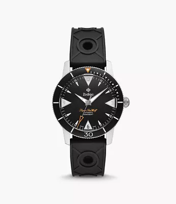 Zodiac Super Sea Wolf 53 Skin Automatic Black Dial Black Rubber Watch ZO9212 • $899