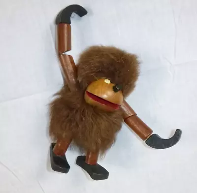 Vtg Mid Century Jointed Wood Fur Monkey Gorilla Gonk Bojesen Bolling Style 7  • $45