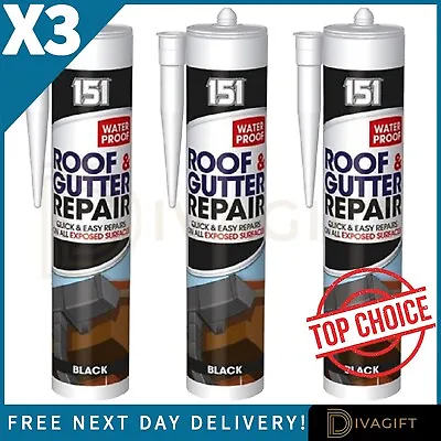 £9.99 • Buy 3 X 450g Black Roof Gutter Leak Roof Repair Sealant Waterproof Exposed Surfaces